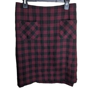 J. Jill Skirt Elastic Waist Pull On Mini Lined Pockets Check Size 2X